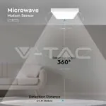 V-TAC VT-7667 24W LED Плафон Квадрат Микровълнов Сензор Черна Рамка 4000К IP44