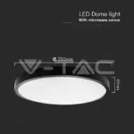 V-TAC VT-76701 24W LED Плафон Кръг Микровълнов Сензор Черна Рамка 4000К IP44