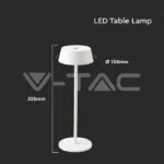 V-TAC VT-7689 2W LED Настолна Лампа Бяло Тяло 3000К IP54
