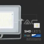 V-TAC VT-21771 100W LED Прожектор SAMSUNG Чип SMD Slim Сиво Тяло 6500К