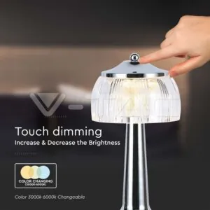 V-TAC VT-7939 LED Настолна Лампа 1800mAH Батерия 13.5*26.5 Хром 3 в 1