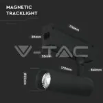 V-TAC VT-7967 15W Магнитен Спот 4000K Черен 24V