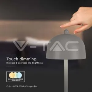 V-TAC VT-7987 LED Настолна Лампа 1800mAh Батерия 115x300 3 в 1 Сиво Тяло