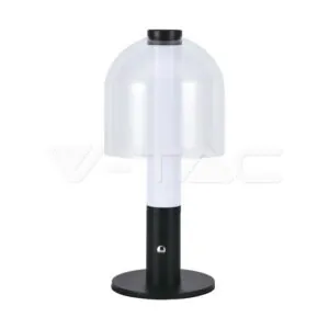 V-TAC VT-7988 LED Настолна Лампа 1800mAh Батерия 140x 300 3 в 1 Черно + Прозрачно Стъклено Тяло