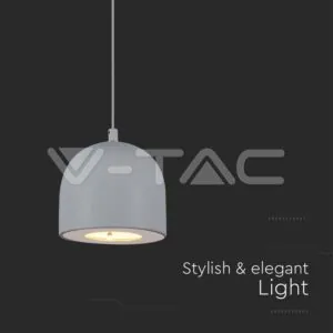 V-TAC VT-7992 8.5W LED Висяща Лампа Φ100 Сиво Тяло 3000K