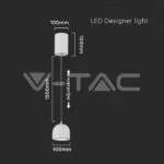 V-TAC VT-7995 8.5W LED Висяща Лампа Φ100 Регулируемо Въже Touch On/Off Сиво Тяло 3000K