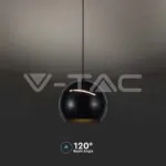 V-TAC VT-8001 8.5W LED Висяща Лампа Φ180 Регулируемо Въже Touch On/Off Черно Тяло 3000K