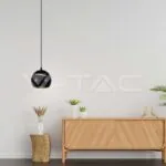 V-TAC VT-8001 8.5W LED Висяща Лампа Φ180 Регулируемо Въже Touch On/Off Черно Тяло 3000K