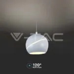 V-TAC VT-8002 8.5W LED Висяща Лампа Φ180 Регулируемо Въже Touch On/Off Бяло Тяло 3000K