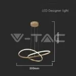 V-TAC VT-8014 20W LED Висяща Декоративна Лампа Ф500 Златно Тяло 3000K