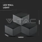 V-TAC VT-8224 9W Стенна Лампа Черно Тяло 3000K IP20