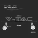 V-TAC VT-8267 9W LED Двойна Спот Лампа Топло Бяла Светлина Черна