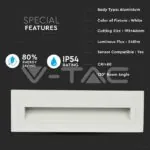 V-TAC VT-8352 6W LED Осветител за Стъпала Бяло Тяло 3000K