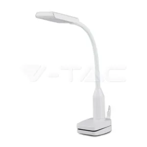 V-TAC VT-8672 7W LED Настолна Лампа С Щипка Бяла 3000K