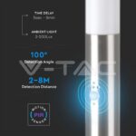 V-TAC VT-8967 Е27 Градинска Лампа 110cm PIR Сензор Неръждавейка Стомана Сатен Никел IP44