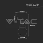 V-TAC VT-8970 Стенна Лампа E27 IP65 Ф150 Черна