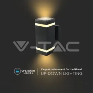 V-TAC VT-93574 LED Стенна Лампа Черна Квадрат IP44