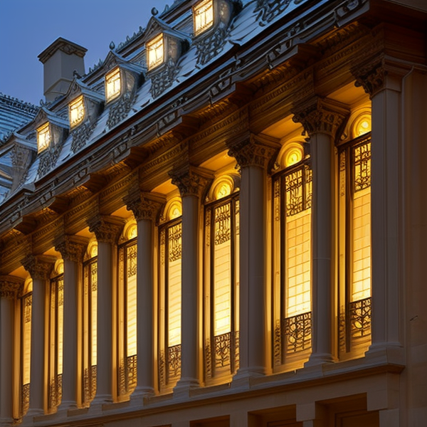 LED осветление за подчертаване на архитектурни детайли на сградите