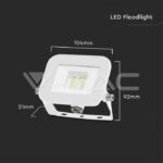 V-TAC VT-10011 10W LED Прожектор SAMSUNG Чип PRO-S Бяло Тяло 3000К