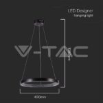 V-TAC VT-10051 19W LED Висящ Осветител Акрил Кристал Черен 4000K