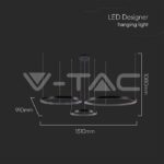V-TAC VT-10053 LED Осветител 57W Висящ Кристал Черен 4000К