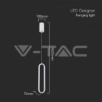 V-TAC VT-10074 13W LED Висяща Лампа 40CM 3000K Бяло Тяло