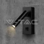 V-TAC VT-10286 2W LED Стенен Аплик Хотел Квадрат 3000K Черно Тяло