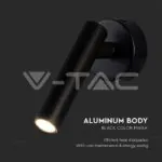 V-TAC VT-10291 2W LED Стенен Аплик Хотел Кръг 4000K Черно Тяло