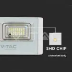 V-TAC VT-10407 16W LED Соларен Прожектор 6000K Бяло Тяло