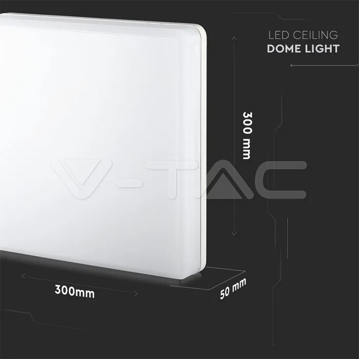 V-TAC VT-13969 25W LED Плафон SAMSUNG Чип Frameless Квадрат 4000K IP44 100lm/W