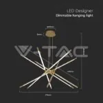 V-TAC VT-15343 LED Осветител 50W Висящ 85*31*120CM Златно Тяло 3000K