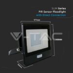 V-TAC VT-20263 30W LED Прожектор PIR Сензор SAMSUNG Чип Черно Тяло 4000K