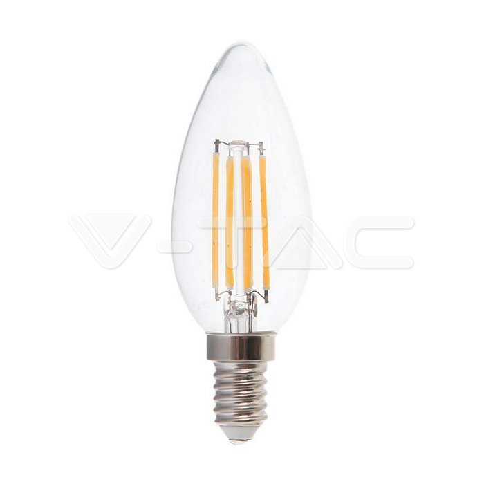 V-TAC VT-212850 LED Крушка 6W Филамент E14 Кендъл 6000К 130lm/W