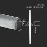 V-TAC VT-21384 LED Линейно   SAMSUNG Чип 40W Висящо Сиво Тяло 4000К 1200x50x65mm