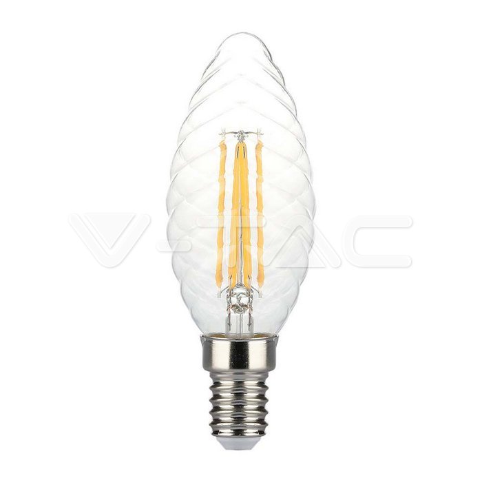 V-TAC VT-214367 LED Крушка 4W Филамент E14 Кендъл Спирала Димиращ 3000K