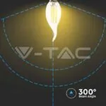 V-TAC VT-214430 LED Крушка 4W Филамент E14 Кендъл Пламък 6500K