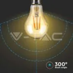 V-TAC VT-217157 LED Винтидж Филамен крушка 10W E27 A60 Амбър 2200К