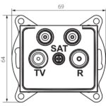 Kanlux 24927 Контакт за TV и 2 х SAT краен DOMO