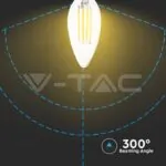 V-TAC VT-272 LED Крушка SAMSUNG Чип Филамент 4W E14 Кендъл 2700K