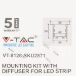 V-TAC VT-2871 Монтажен Кит с Дифузер за LED Лента Алуминиев 2000x50x35мм Вграждане Мат