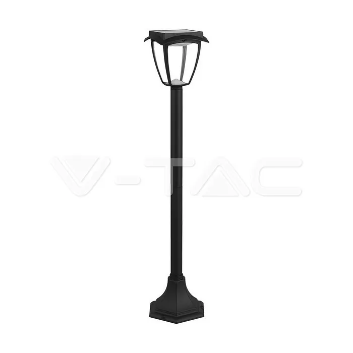 V-TAC VT-2894 2W LED Соларна Лампа Със Стълб Черен Мат 3000К+6000К