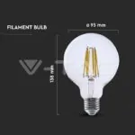 V-TAC VT-2994 LED Крушка 4W Филамент E27 G95 3000K