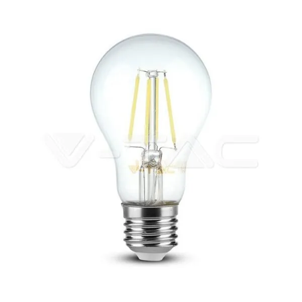 V-TAC VT-7120 LED Крушка 4W Filament E27 A60 Прозрачно Покритие Бяла Светлина