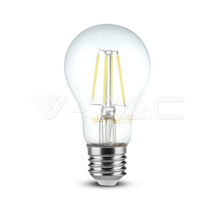 V-TAC VT-7120 LED Крушка 4W Филамент E27 A60 Прозрачно Покритие Бяла Светлина