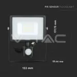 V-TAC VT-451 20W LED Прожектор Сензор SAMSUNG Чип Черно Тяло 3000K