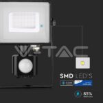 V-TAC VT-461 30W LED Прожектор Сензор SAMSUNG Чип Черно Тяло 4000K