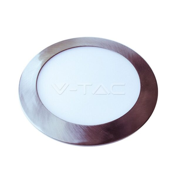 V-TAC VT-6345 12W LED Панел Сатен Никел Кръг Бяла Светлина