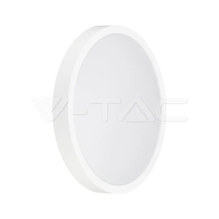 V-TAC VT-76601 18W LED Плафон Кръг Микровълнов Сензор Бяла Рамка 4000К IP44
