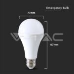 V-TAC VT-7794 LED Крушка 12W E27 A80 Пластик Аварийна 4000К