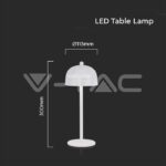 V-TAC VT-7986 LED Настолна Лампа 1800mAh Батерия 115x300 3 в 1 Бяло Тяло